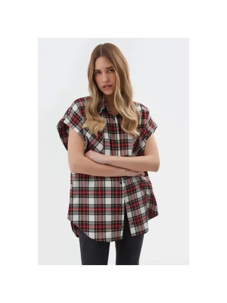 Сорочка червоно-сіра Estro сіра