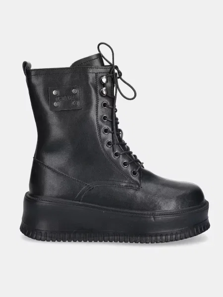 Шкіряні черевики GOE на платформі злегка утеплена BLACK чорний