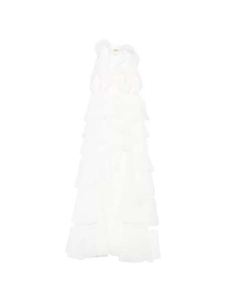 Rochie maxi Aje cu volane alb