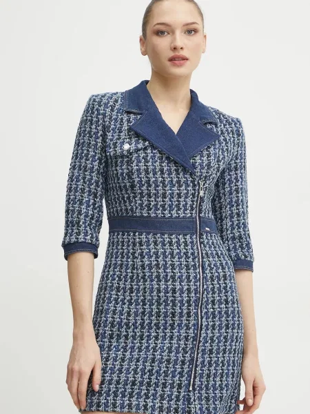 Morgan rochie din amestec de lana RETTI mini mulata RETTI albastru