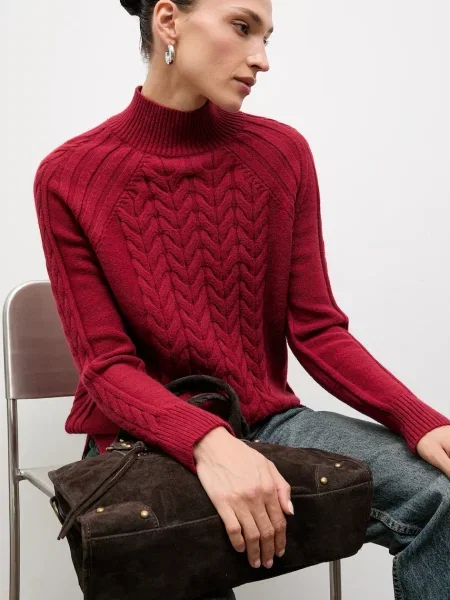 Answear.LAB pulover de cașmir rosu cu turtleneck