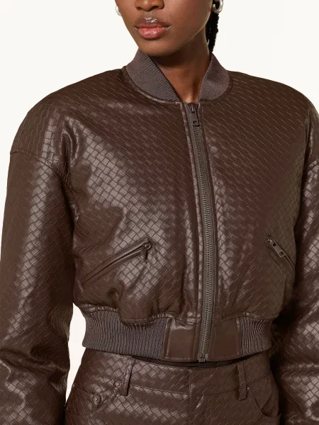 Kurtka skórzana Rotate brązowa