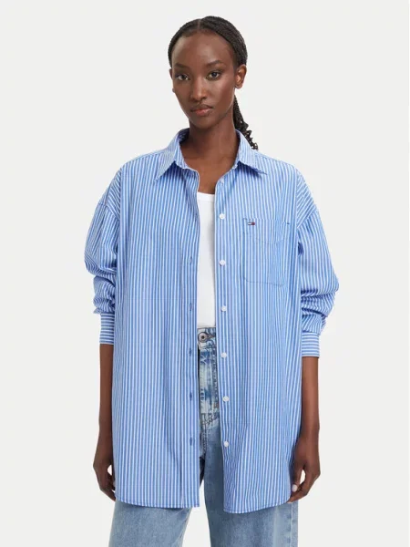 Tommy Jeans Риза Essential Oversize син
