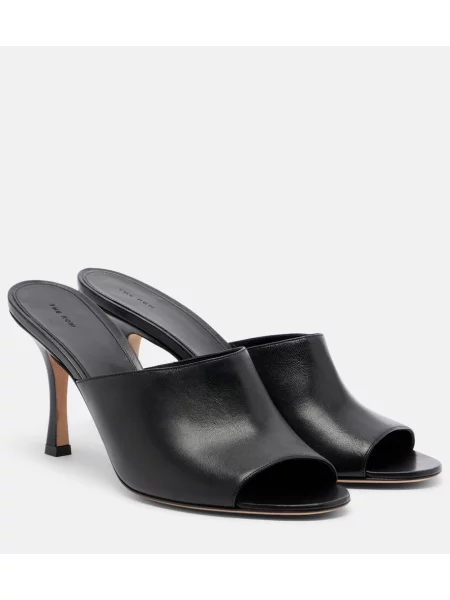 Papuci tip mules The Row din piele negru