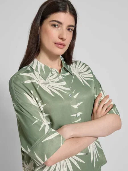 OUI koszula relaxed z kołnierzykiem klasycznym zielony