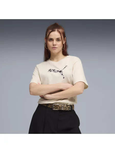 Luźna koszulka Essentials ze zwierzęcym nadrukiem PUMA biała