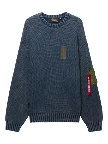Pulover Alpha Industries cu decolteu rotund albastru