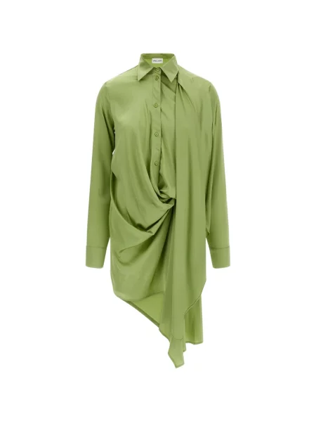 Sukienka koszulowa Vaillant Studio asymetryczna drapowana garniturowa zielona