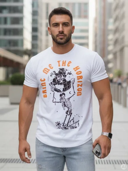 T-shirt z nadrukiem i bawełną Dstreet biały