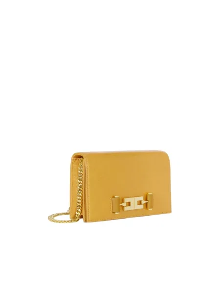 Torebka crossbody Elisabetta Franchi skórzana żółta