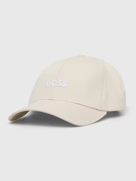Шапка с козирка BOSS с апликация бяло