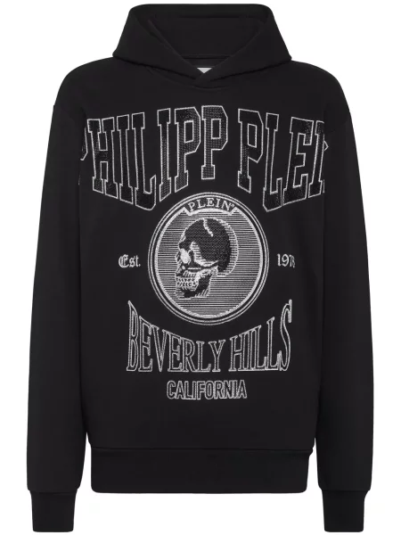 Hanorac cu glugă Philipp Plein din jerseu de cristal negru