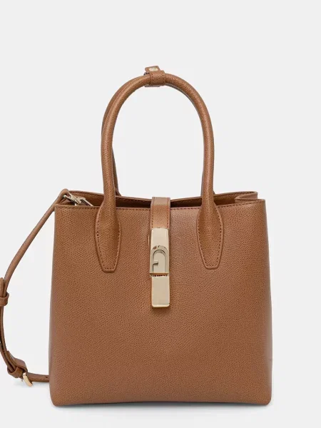 Furla usnjena torbica vreča Goccia S Tote Base 22 rjava