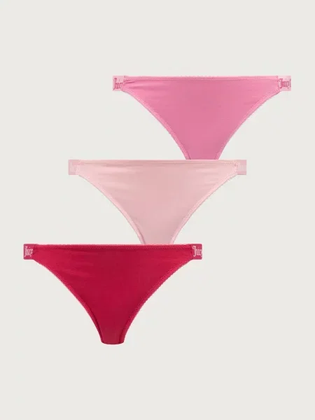 Juicy Couture tangá dámske s bavlnou DEMI FEMME COTTON SCALLOPED THONG červená