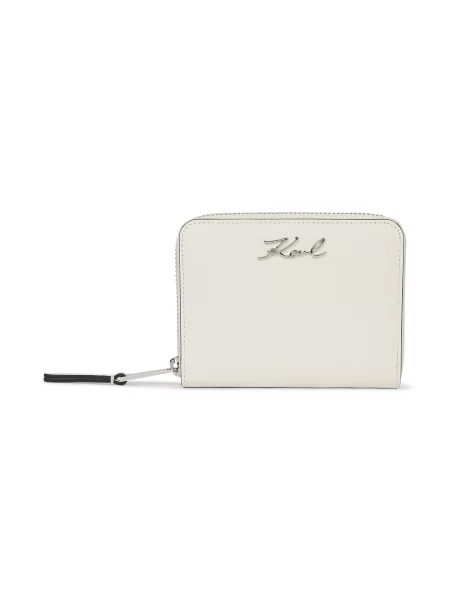 Karl Lagerfeld Portofel K/Signature Mittelgroßes Portemonnaie mit Reißverschluss alb