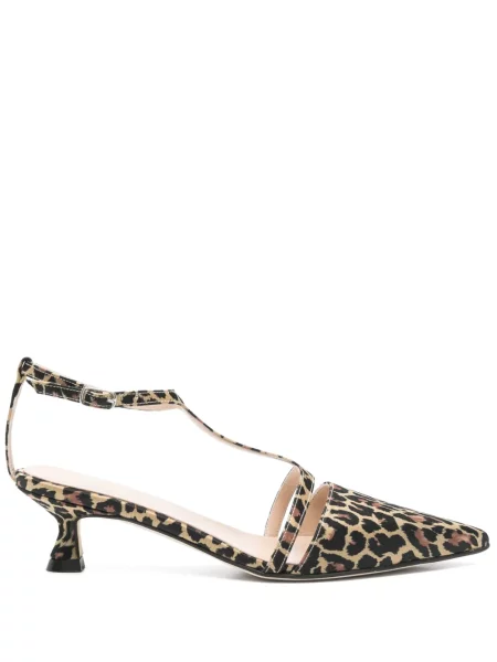 Pantofi cu toc Anna F. cu imagine cu imprimeu animal print maro