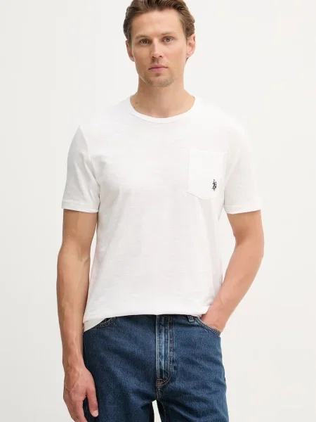 U.S. Polo Assn. tričko pánske Slub Pocket biela
