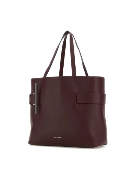 Shopperka Alexander Mcqueen skórzana fioletowa