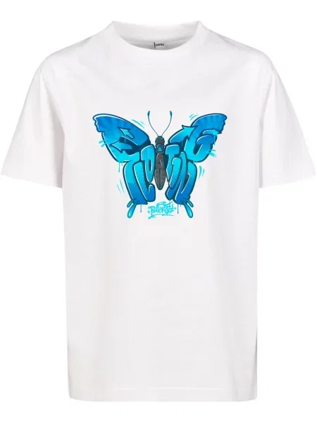 Mister Tee Tričko azurová / aqua modrá / grafitová bílá