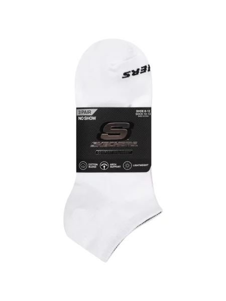 Ponožky SKECHERS Non Terry No Show 3 pack white/black biela