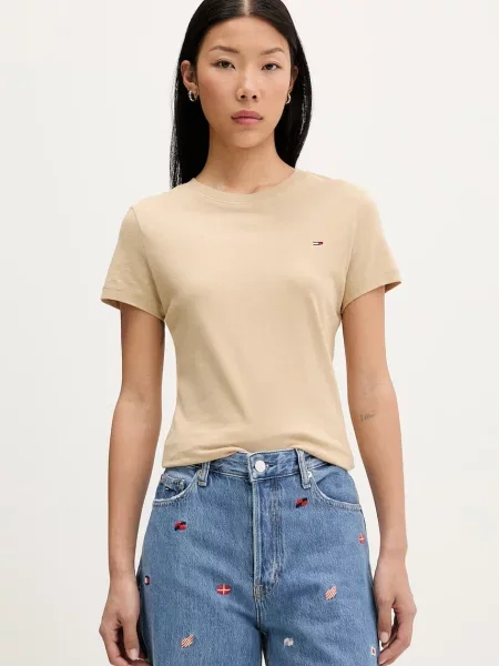 Tommy Jeans basic t-shirt γυναικείος μπεζ