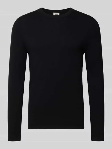 Sweter z dzianiny z prążkowanymi wykończeniami model ‘Irmino’ Drykorn czarny