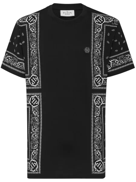 Tricou Philipp Plein cu imagine cu model paisley negru