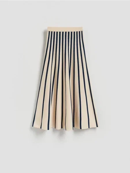 Reserved Fustă midi cu dungi multicolor