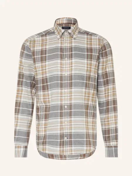 Strokesman's Flanelová Košile Regular Fit / hnědá / světle šedá