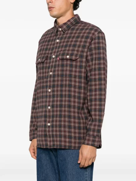 Levágott kordbársony kockás póló Levi's® piros