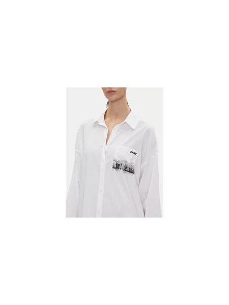 DKNY Naktiniai marškiniai Relaxed Fit balta