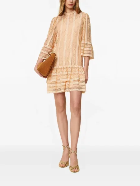 Rochie Twinset cu dungi din dantelă de costum roz