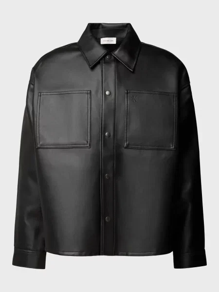 Шкіряна сорочка Calvin Klein Jeans чорна