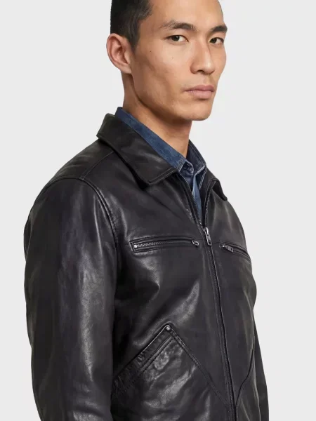 Шкіряна куртка G-star Raw чорна