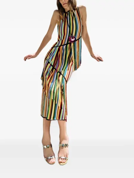 Rochie maxi Simon Miller cu franjuri tricotate roșu
