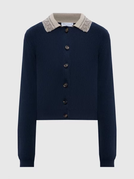 Кардиган з паєтками Brunello Cucinelli синій