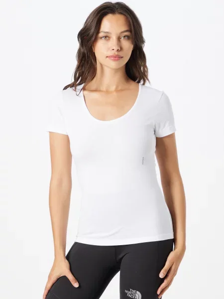 HUGO Red Tricou negru / alb