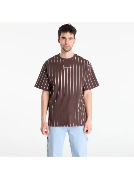T-shirt Karl Kani Small Signature Essential Pinstripe Tee Brown L brązowa