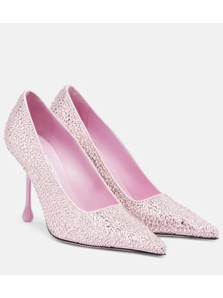 Pantofi cu toc Jimmy Choo din satin roz
