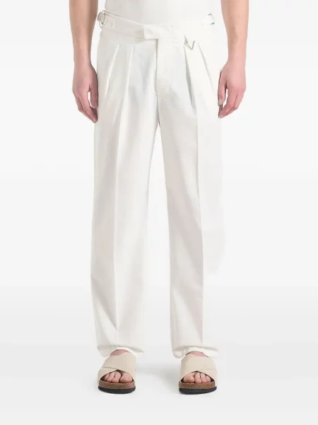 Lněné plisované kalhoty Manière De Voir bílé