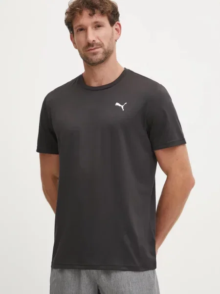 Puma t-shirt γυμναστικής ανδρικό Essentials Solid cat Tee μαύρο