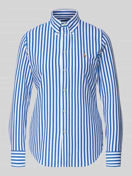 Koszula z długim rękawem Polo Ralph Lauren w paski z długim rękawem z twillu niebieska