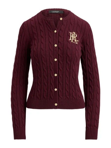 Lauren Ralph Lauren Geacă tricotată galben deschis / roșu vin bordo