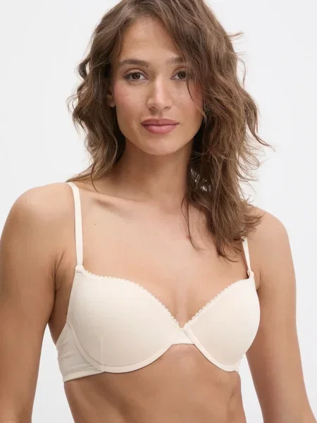 Сутиен United Colors of Benetton от дантела с изчистен дизайн бежово