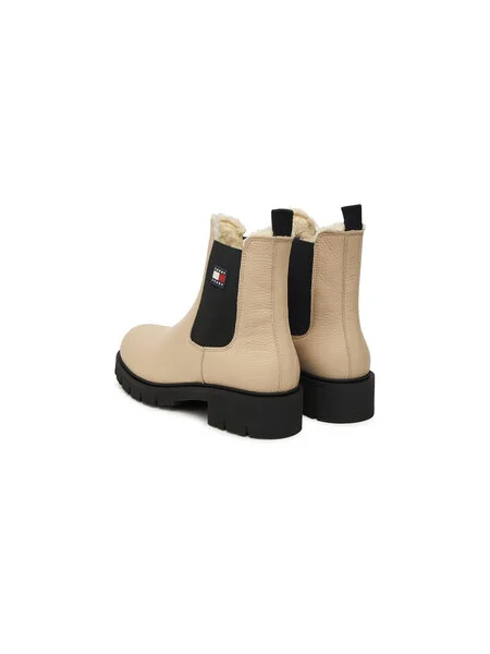 Tommy Jeans Členková obuv s elastickým prvkom Tjw Chelsea Boot Wl Écru