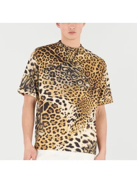 Koszulka Roberto Cavalli z nadrukiem brązowa