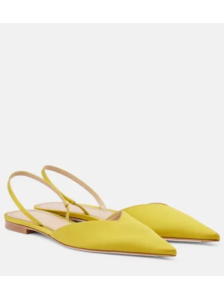 Balerini Victoria Beckham din satin slingback verde