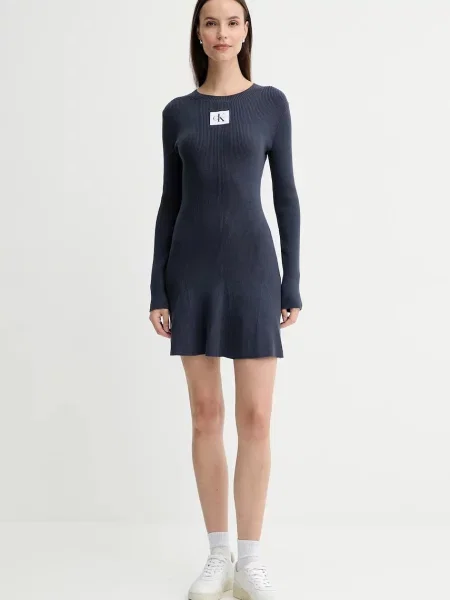 Calvin Klein Jeans sukienka mini rozkloszowana granatowy