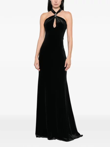 Rochie maxi Nissa cu gât halter negru