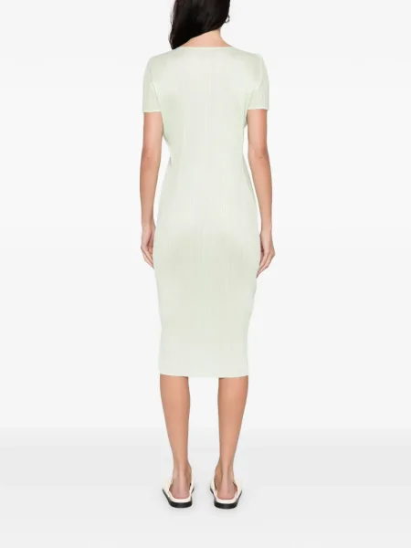 Rochie Pleats Please Issey Miyake plisată de costum verde